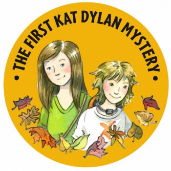 Logo for Kat Dylan Mystery books with a middle school girl and a grade school boy framed by the title and leaves.